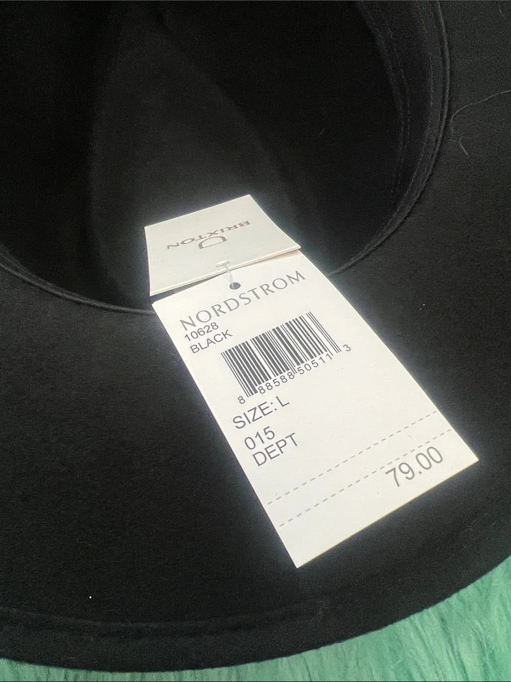 NWT Nordstrom Brixton Black Joanna  Packable Felt Hat Adjustable Size L